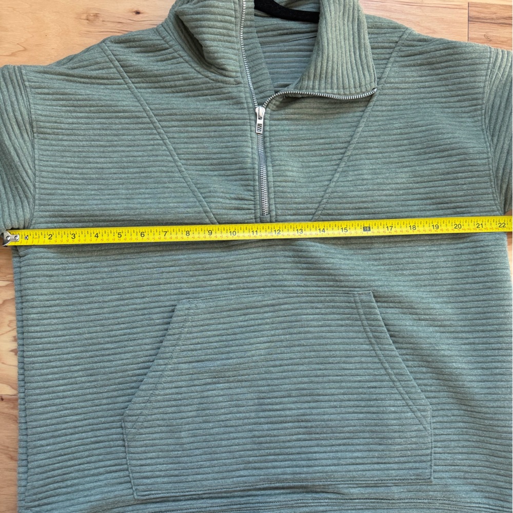 Kirkland Costco Signature Olive Ottoman Rib Half Zip Sweatshirt Size Large - Picture 5 of 7
